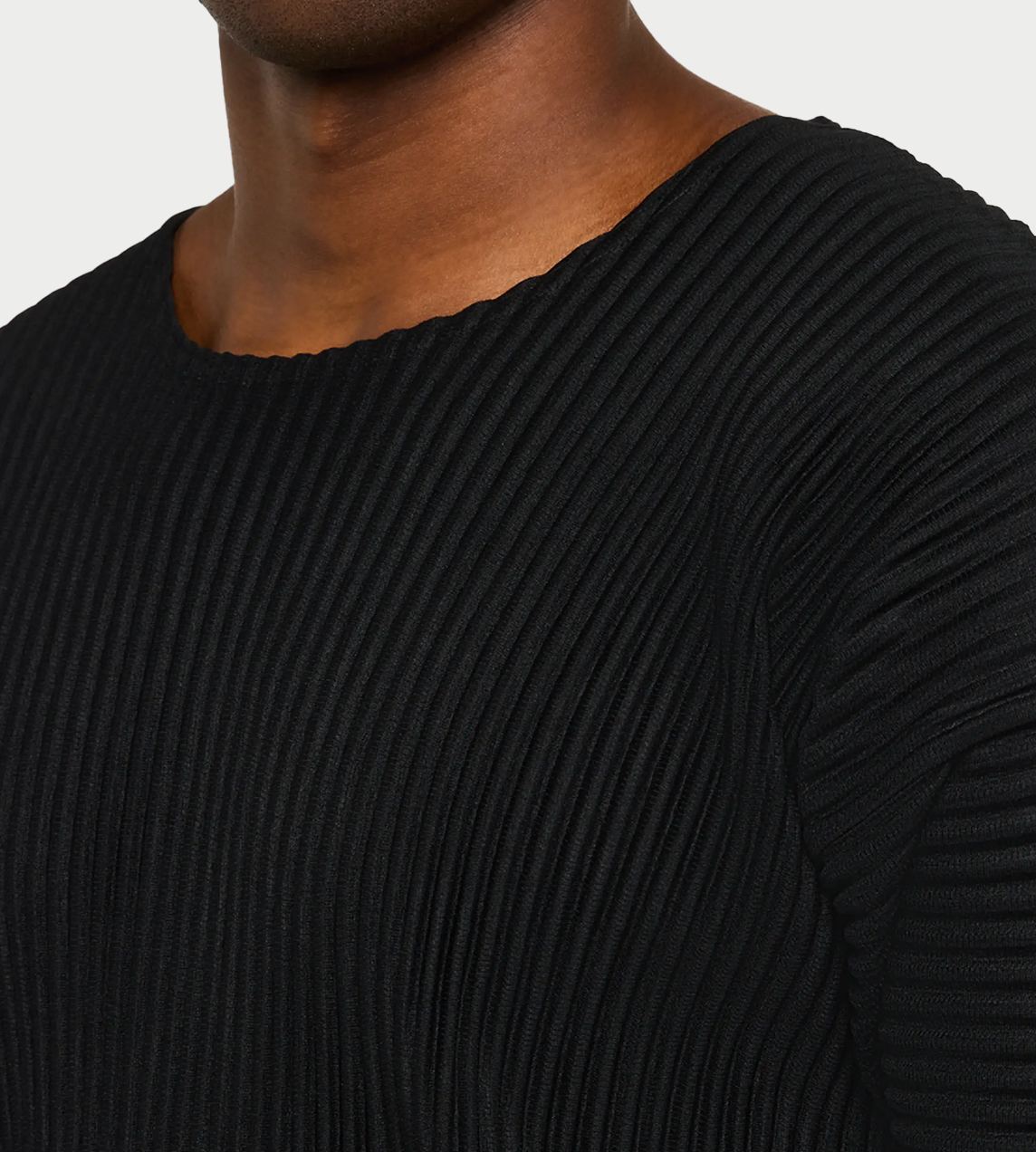 Basic Pleated Short Sleeve T-shirt Black