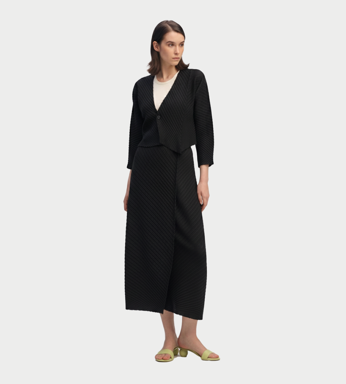 ISSEY MIYAKE - Plaster Pleats Solid Skirt Blk