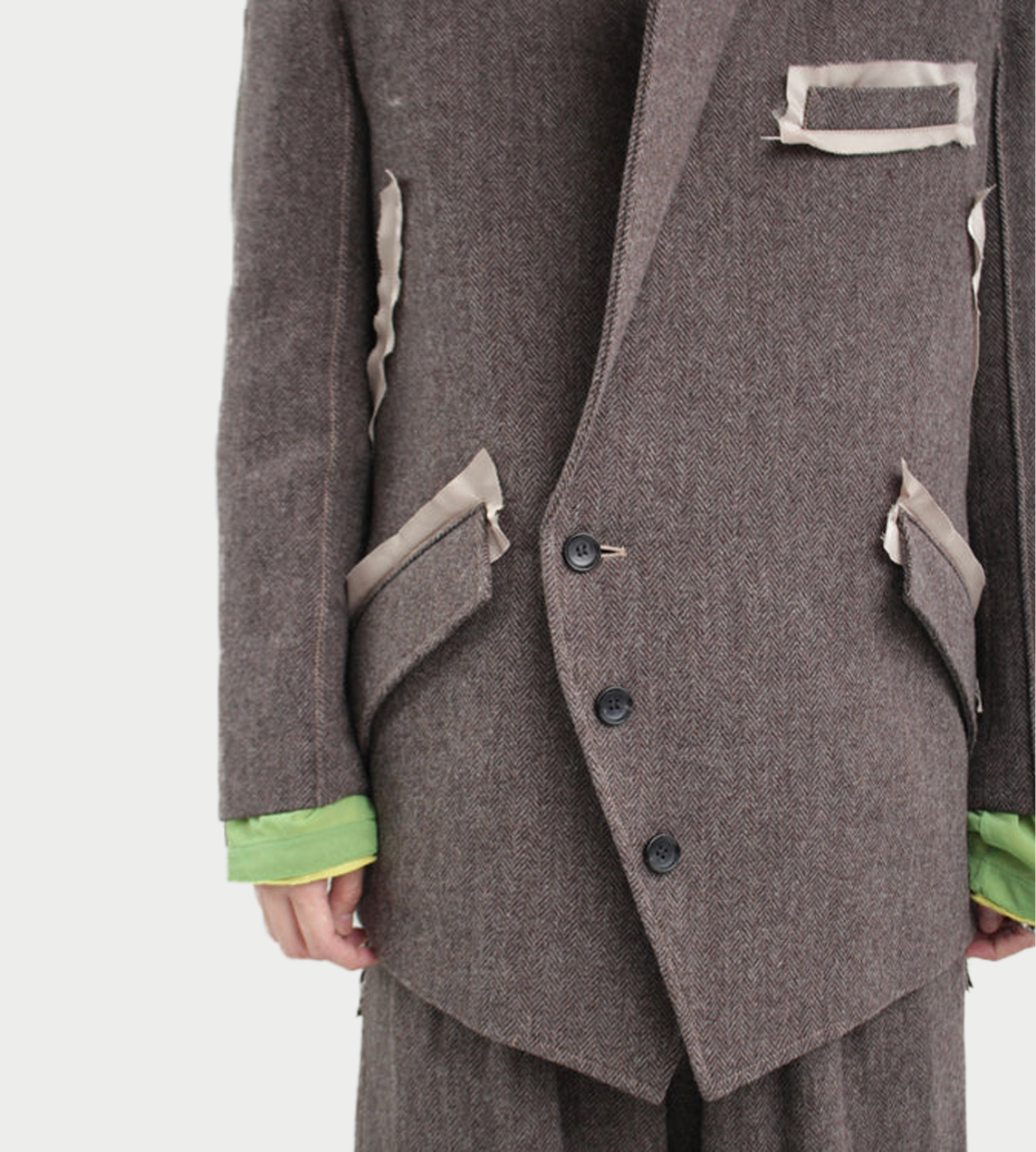 SULVAM - Muherringbone Lined Jacket Brown