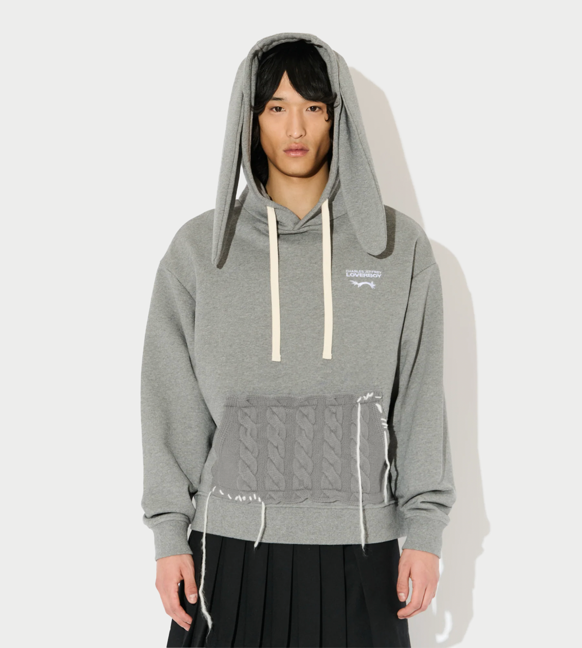 CHARLES JEFFERY LOVERBOY - Patch Rabbit Hoodie Grey
