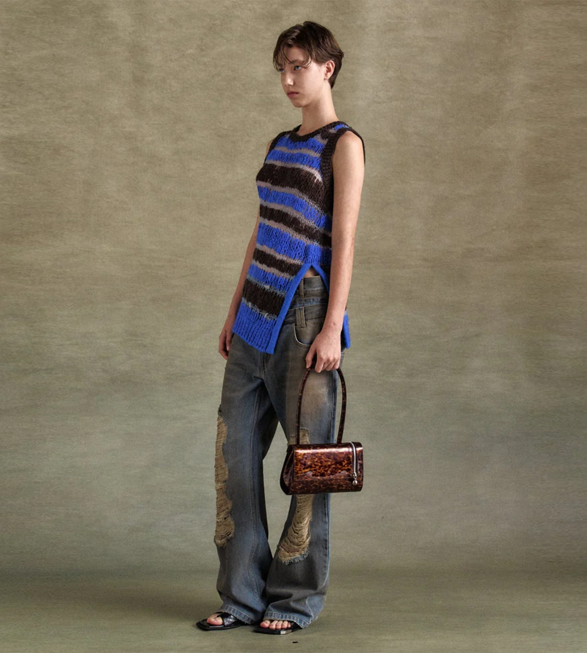 ANDERSSON BELL - Vintage Spray Double-waist Jeans Blue