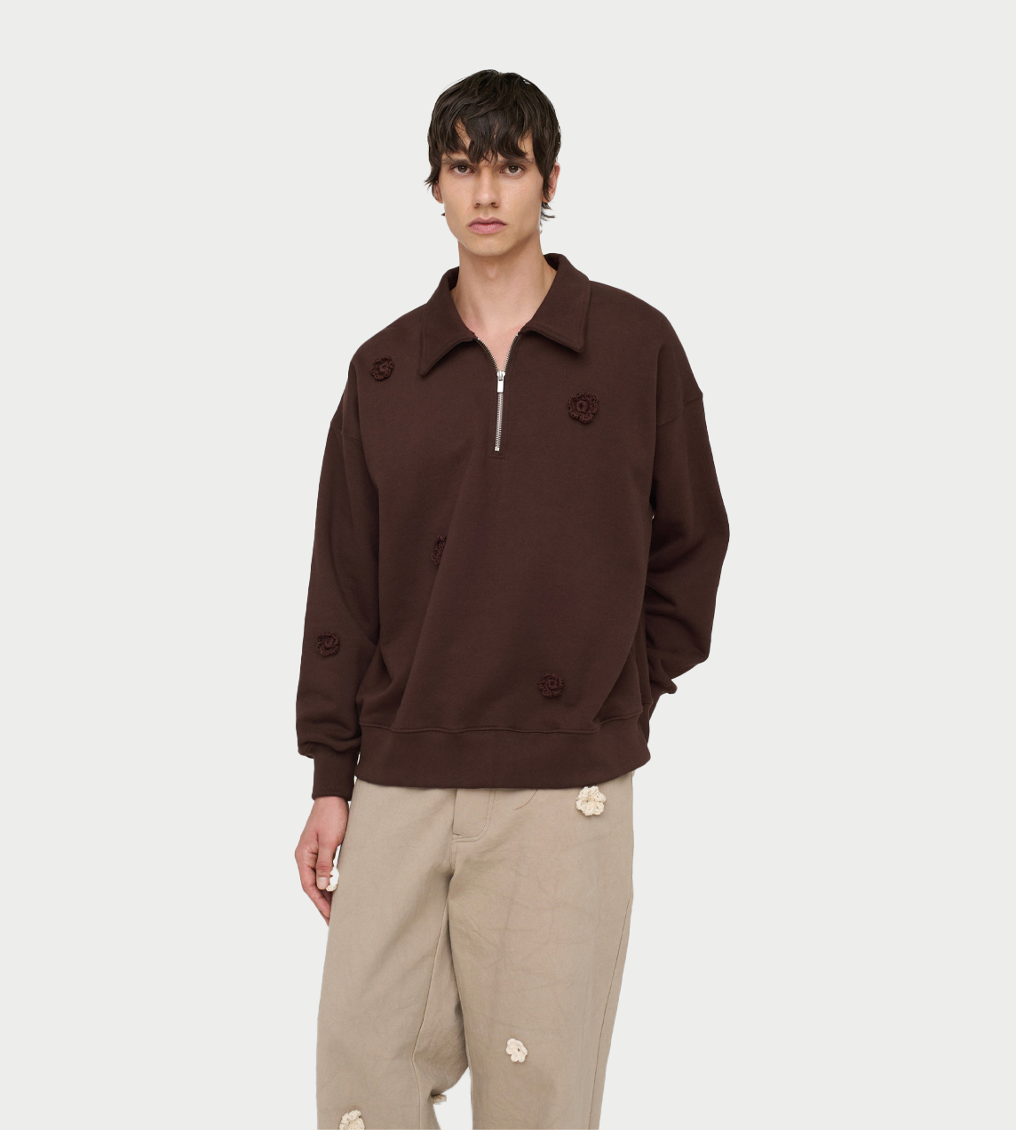 SONG FOR THE MUTE - Daisy Quarter-zip Jumper Charcoal