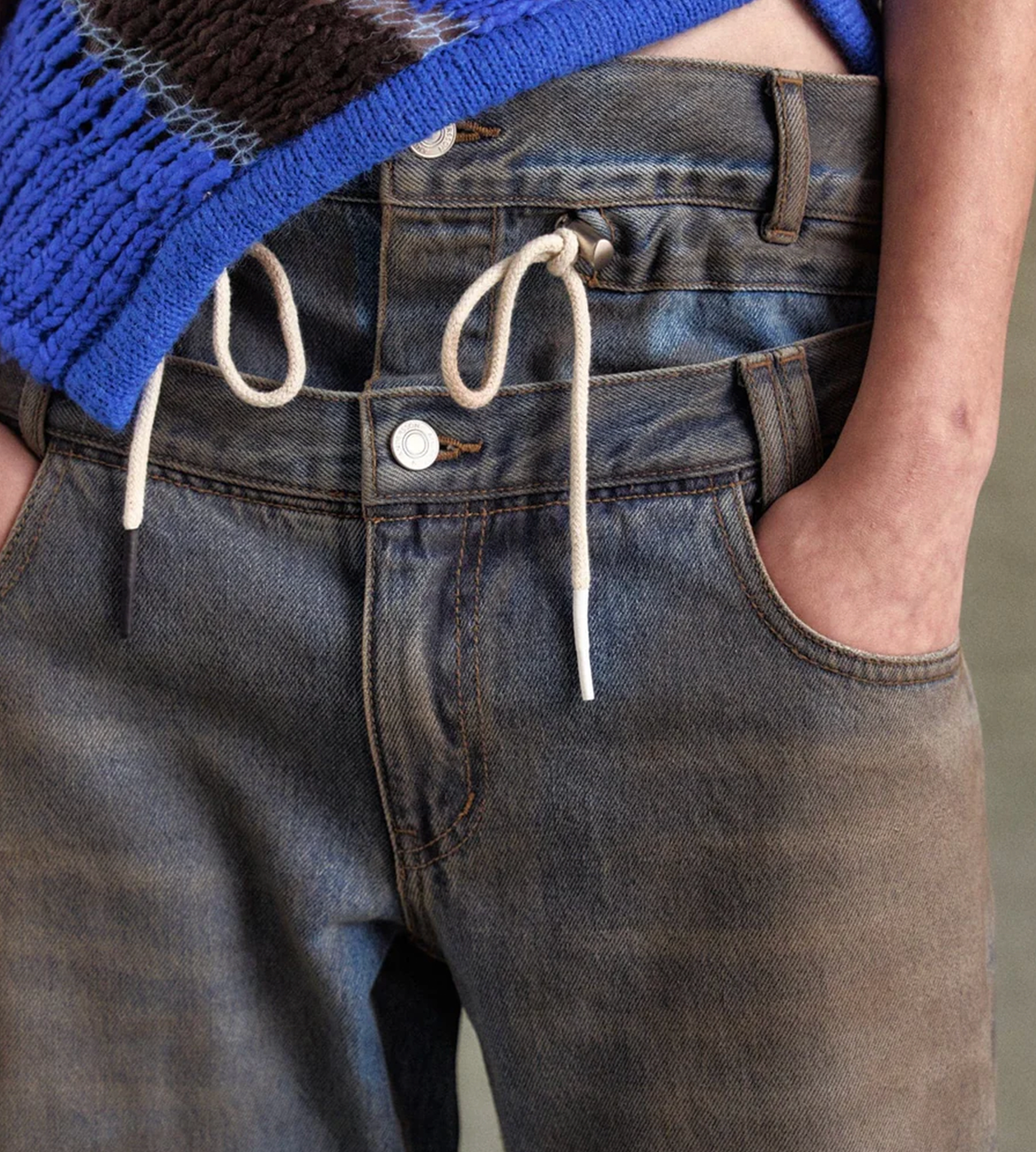 ANDERSSON BELL - Vintage Spray Double-waist Jeans Blue