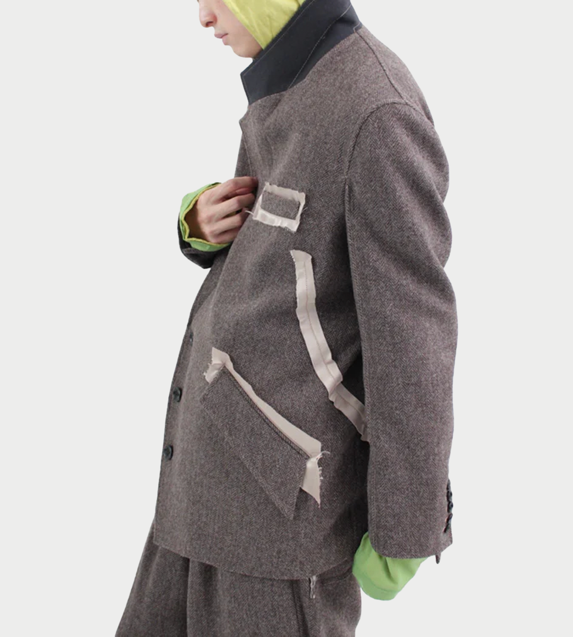 SULVAM - Muherringbone Lined Jacket Brown