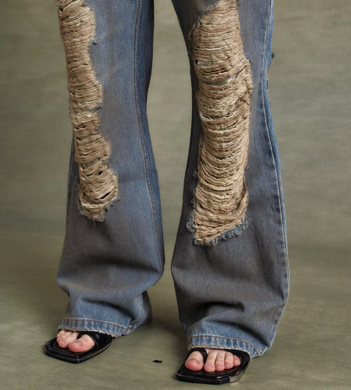 ANDERSSON BELL - Vintage Spray Double-waist Jeans Blue