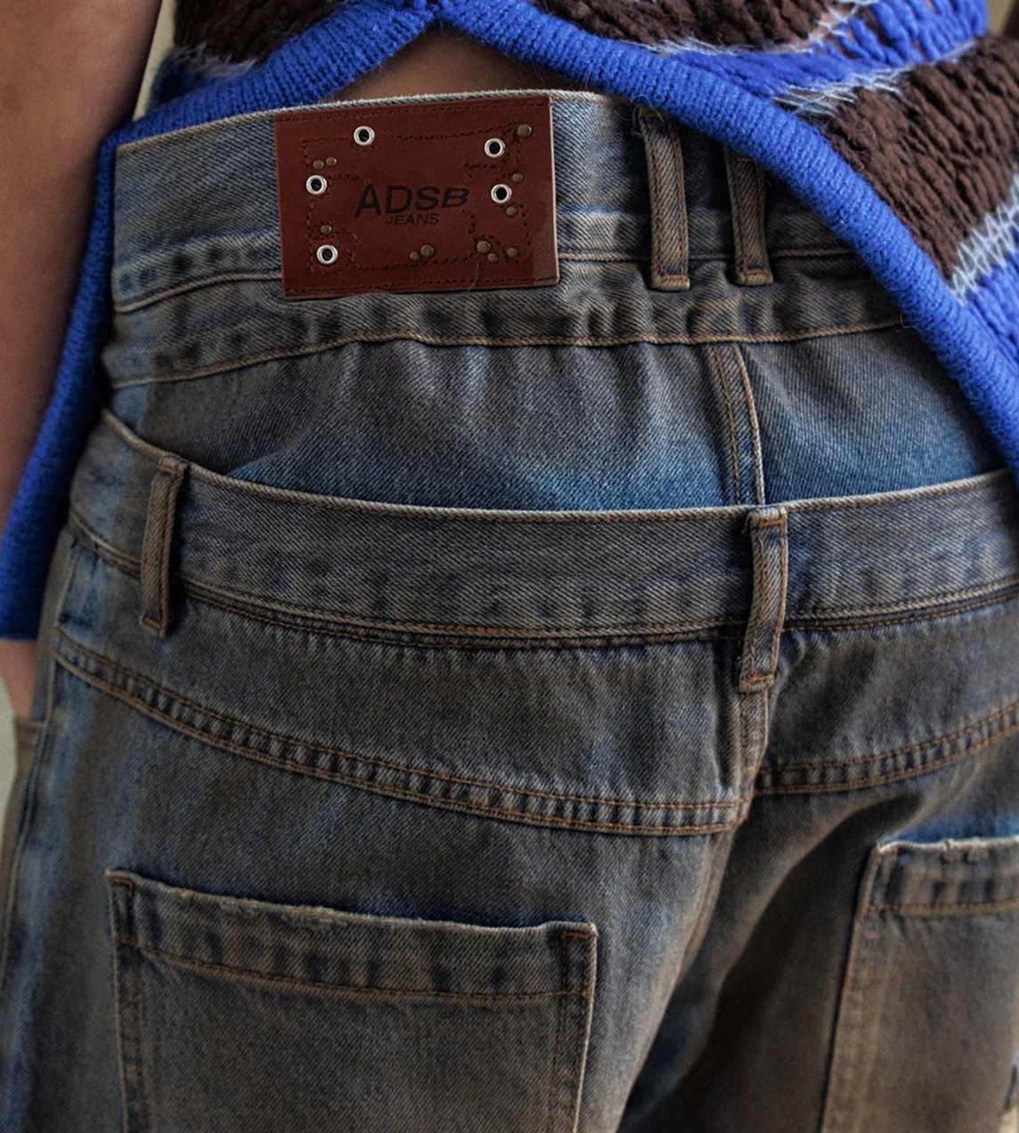 ANDERSSON BELL - Vintage Spray Double-waist Jeans Blue