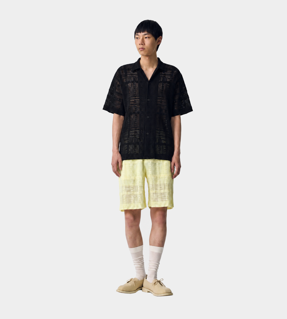 HOMME PLISSE ISSEY MIYAKE - MC Mesh Polo Blk