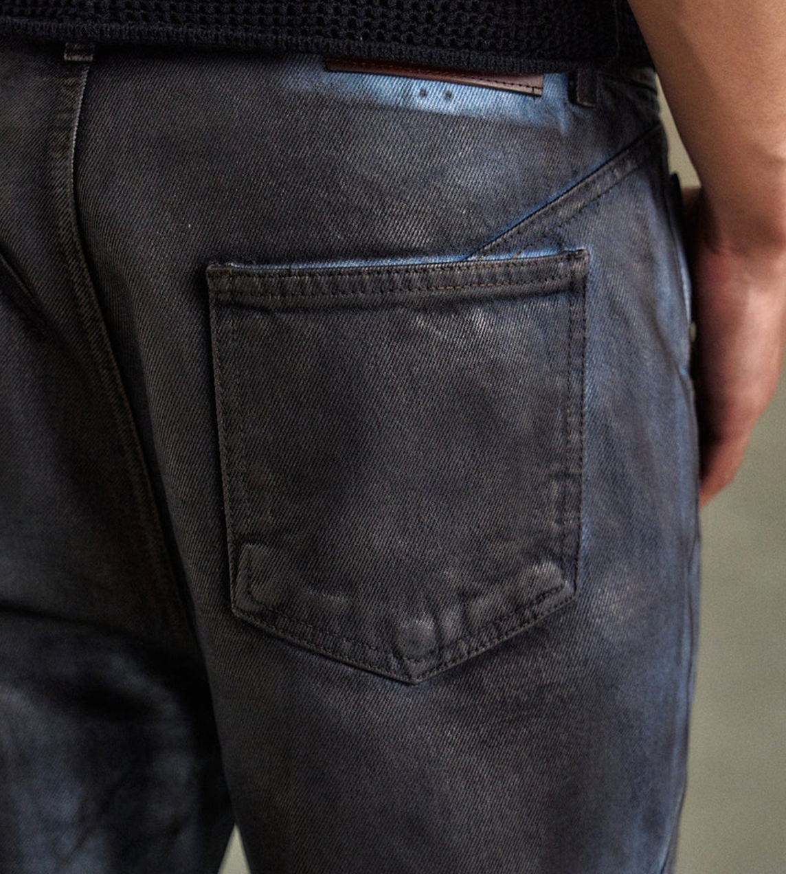 ANDERSSON BELL - Dirty Spray Washed Wide-leg Jeans Blue