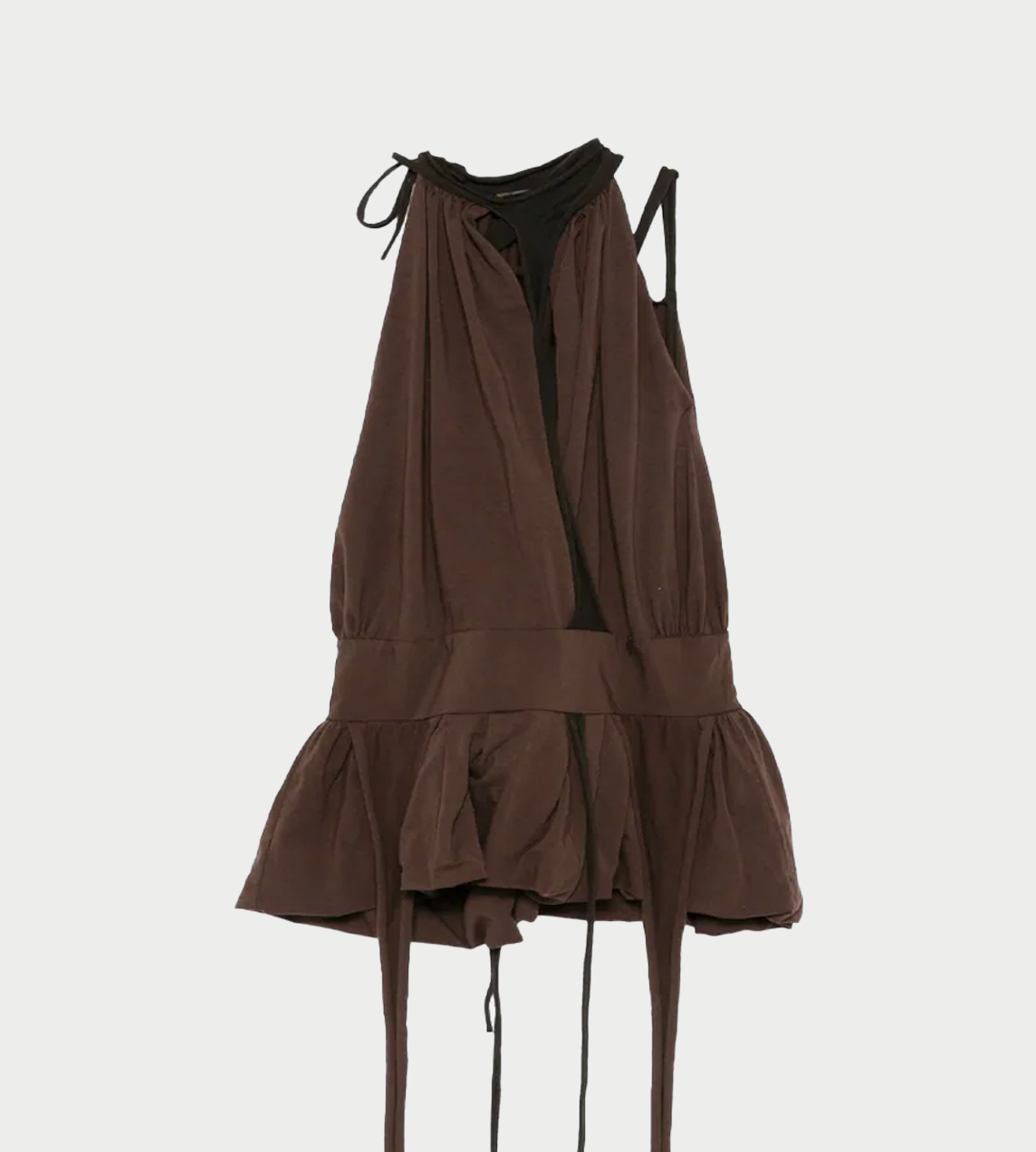 OTTOLINGER - Jersey Neck holder Balloon Dress Brown