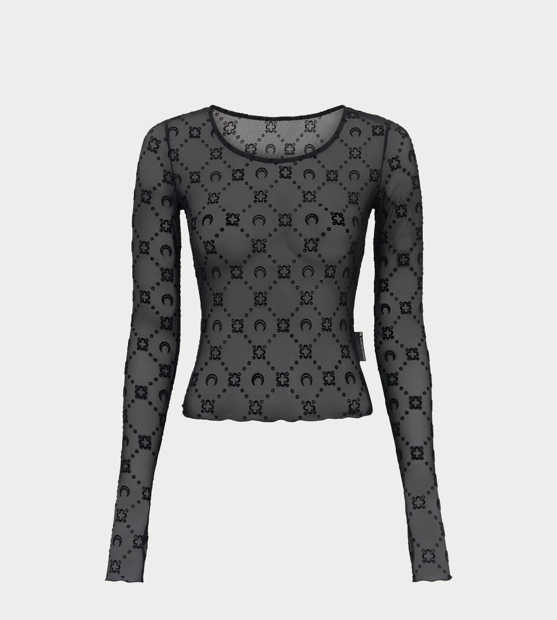MARINE SERRE - Moongram Mesh Flock LS Top Blk
