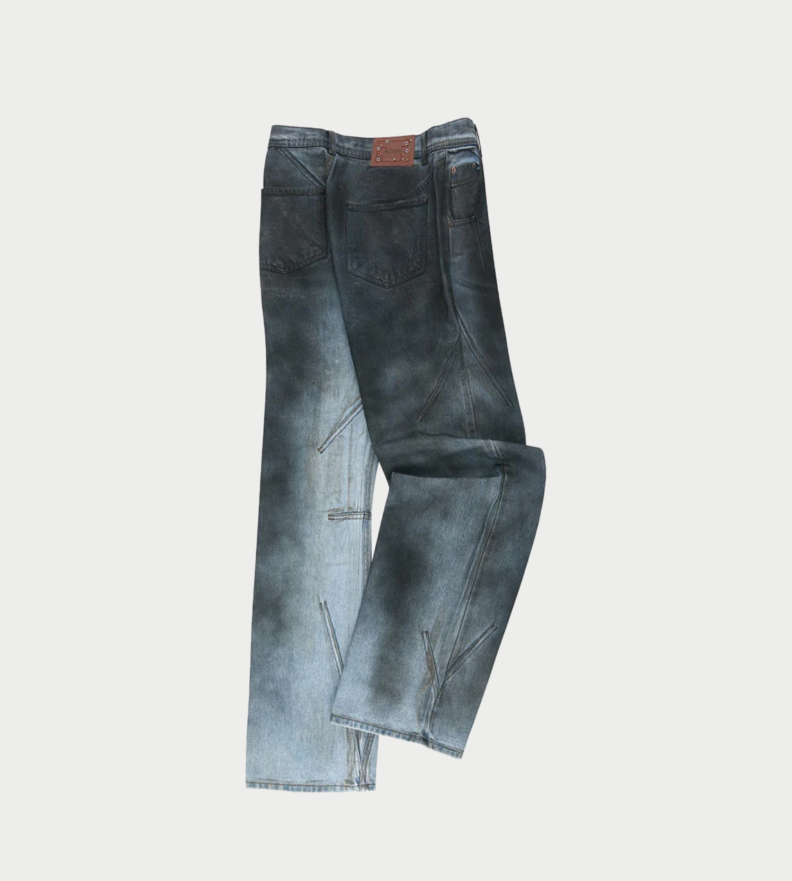 ANDERSSON BELL - Dirty Spray Washed Wide-leg Jeans Blue
