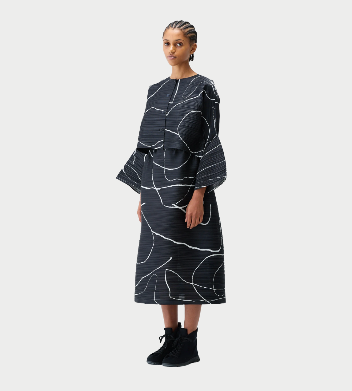 PLEATS PLEASE ISSEY MIYAKE - Pause Button-up Cardigan Blk