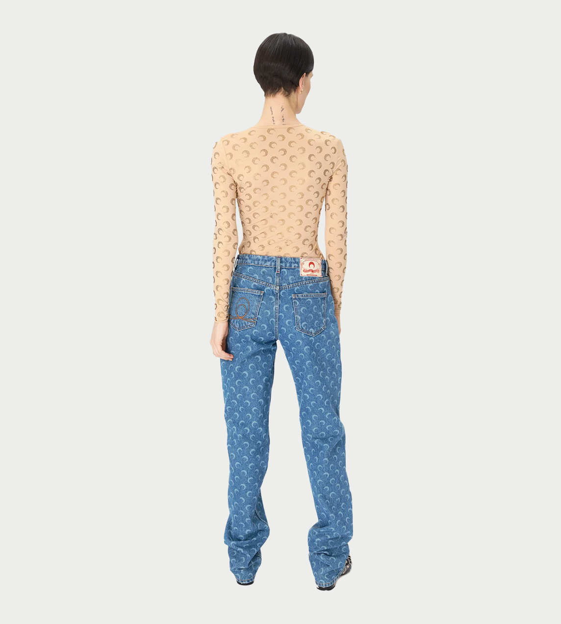 MARINE SERRE - Moon Laser Denim Straight Jeans Lt Blue