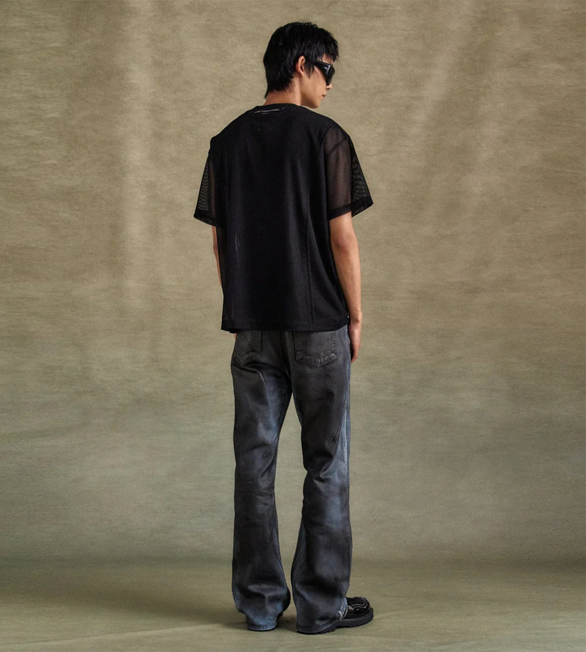 ANDERSSON BELL - Dirty Spray Washed Wide-leg Jeans Blue