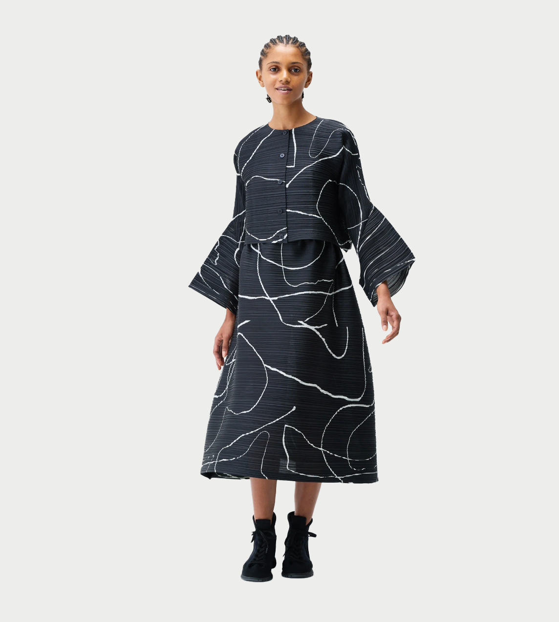 PLEATS PLEASE ISSEY MIYAKE - Pause Button-up Cardigan Blk