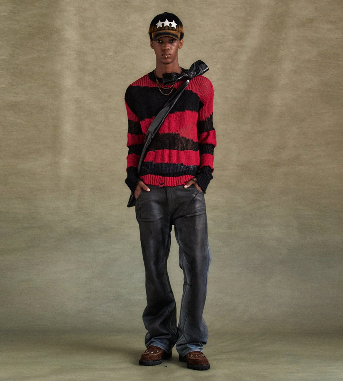 ANDERSSON BELL - Dirty Spray Washed Wide-leg Jeans Blue