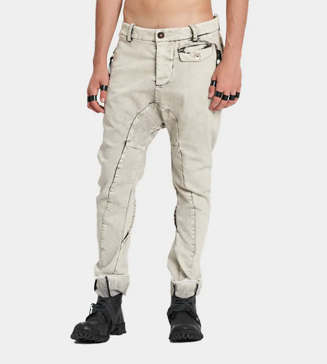 Masnada - Relax-fit Bleached Denim Pants