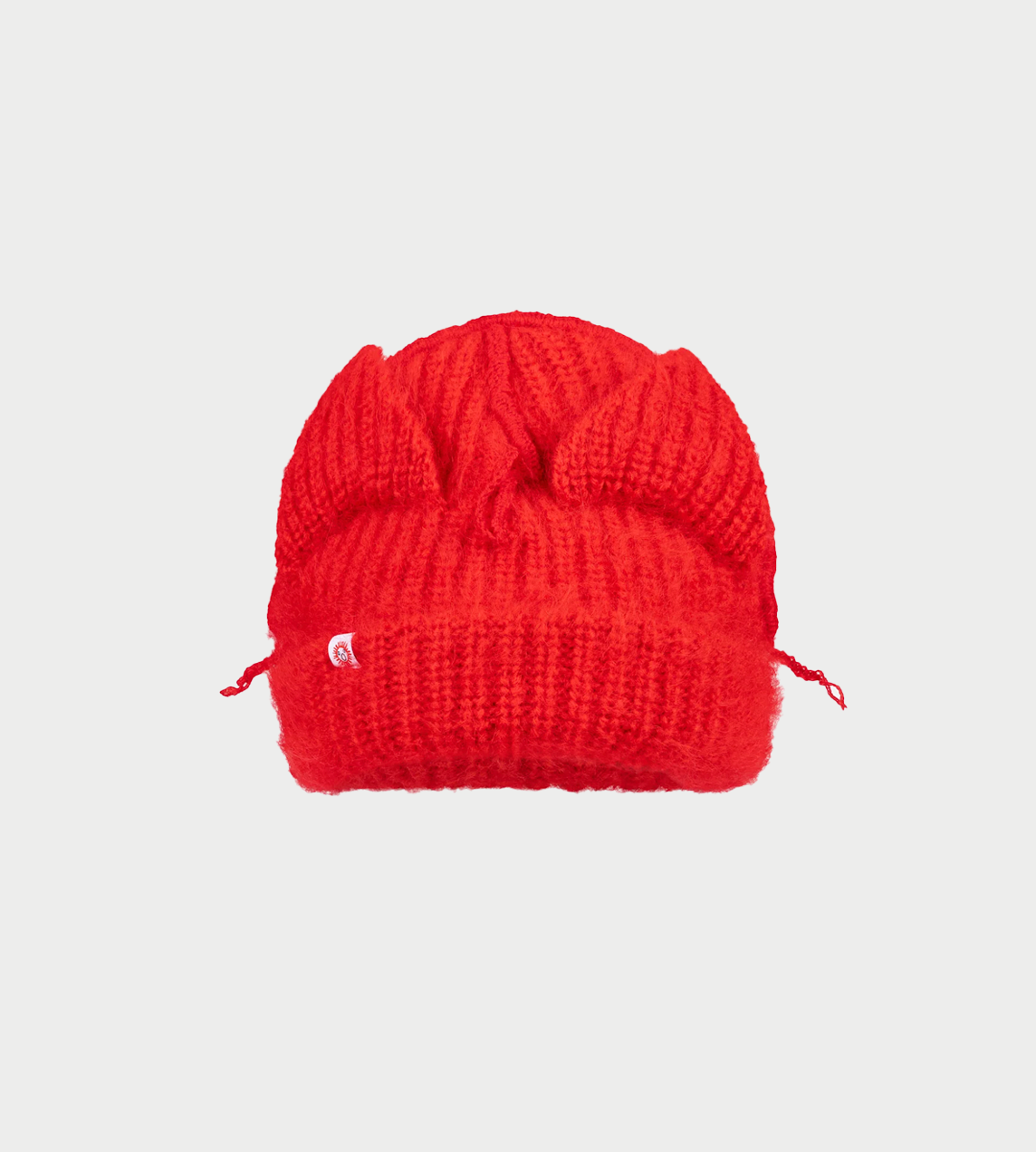Mohair Chunky Ears Beanie Red