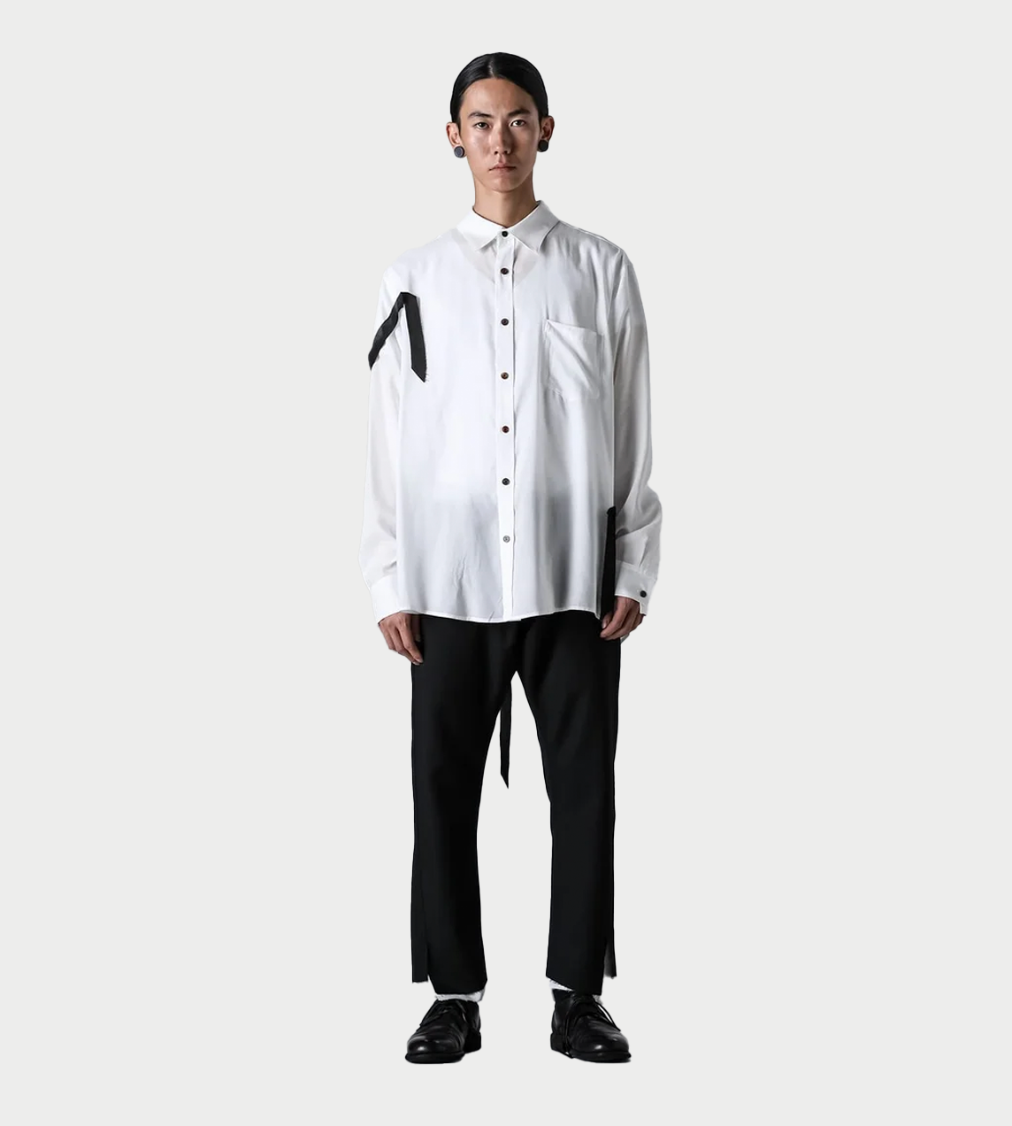 Sleeve Ribbon Shirt White