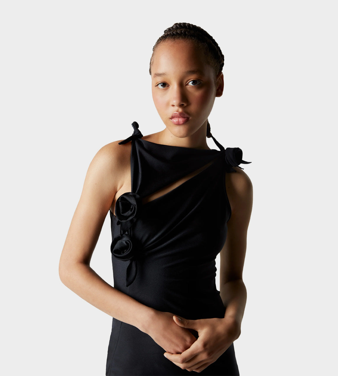 Coperni - Asymmetric Flower Gown Black