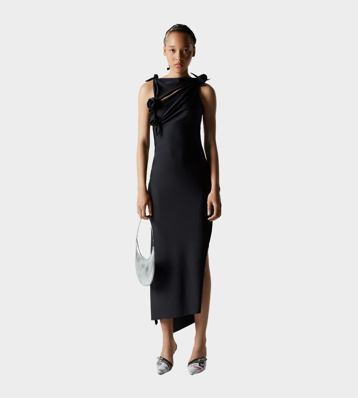 Coperni - Asymmetric Flower Gown Black