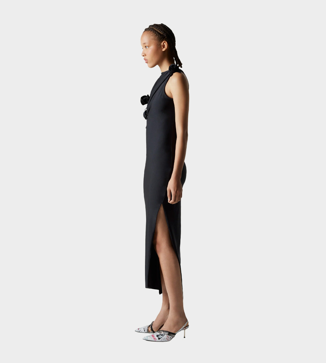 Coperni - Asymmetric Flower Gown Black