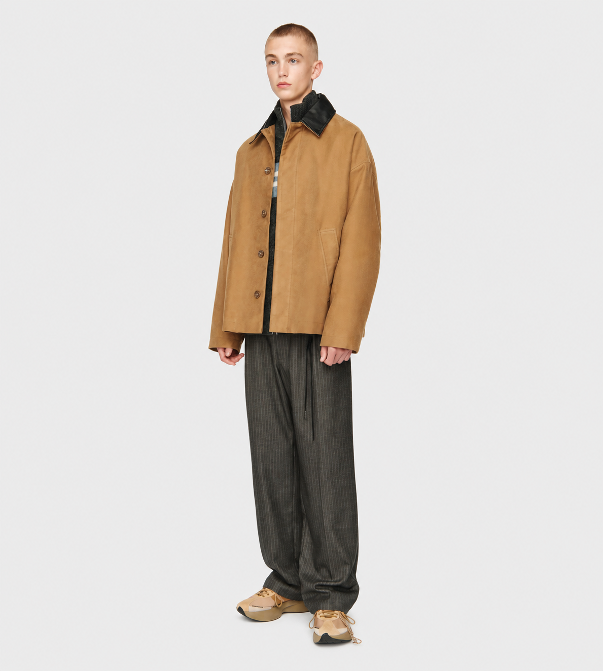 Button Up Coach Jacket Camel
