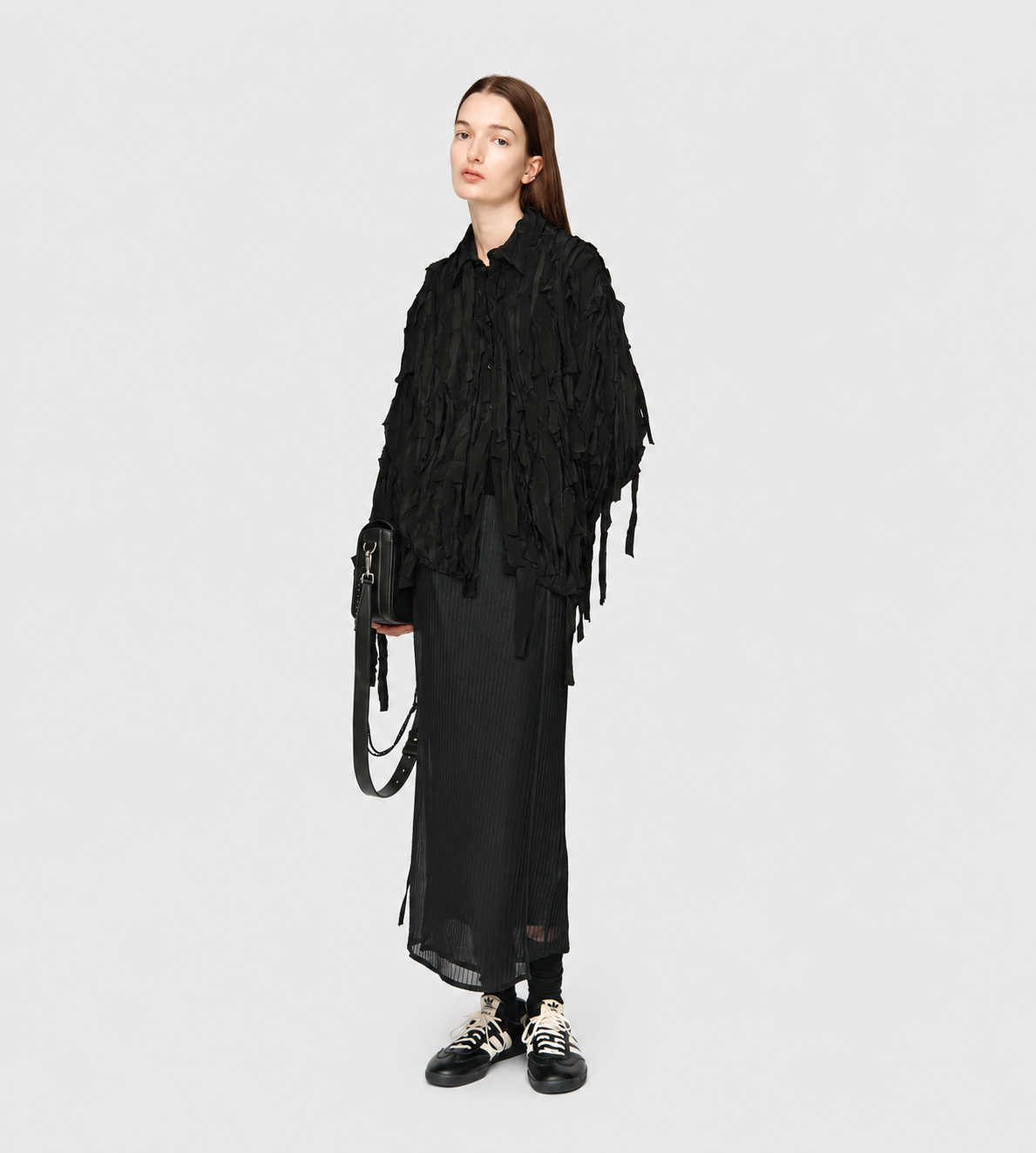 L/S Cropped School Shirt Blk