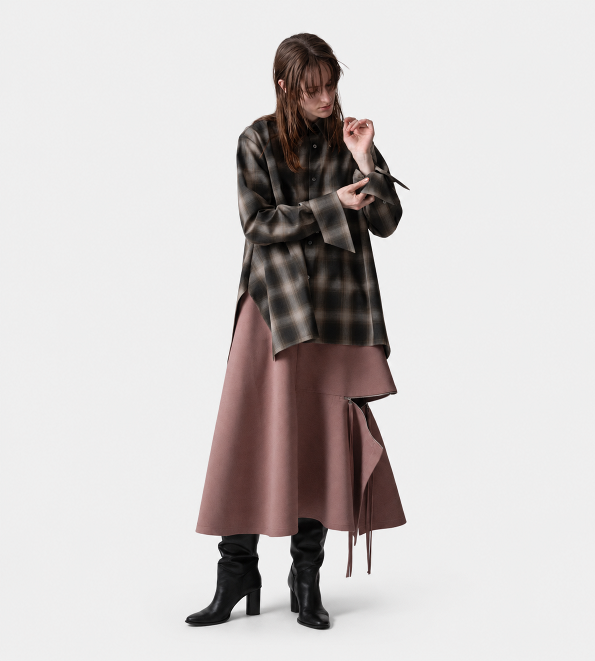 UJOH - Zip Flare Skirt Rosy Brown