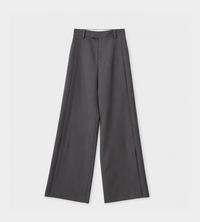 UJOH - Front Slit Flare Pants Steel Grey