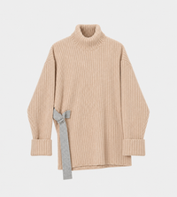 UJOH - Side Belt Turtle Neck Sweater Beige
