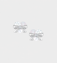 YVMIN - Heart Bow Stud Earrings White