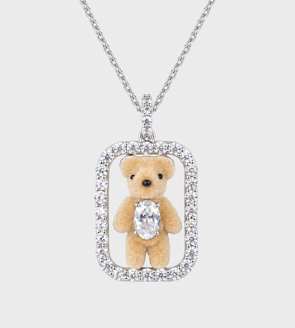 YVMIN - Inlaid Mini Bear Necklace Silver