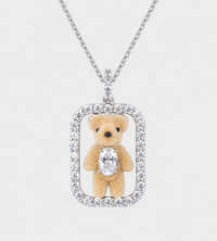 YVMIN - Inlaid Mini Bear Necklace Silver
