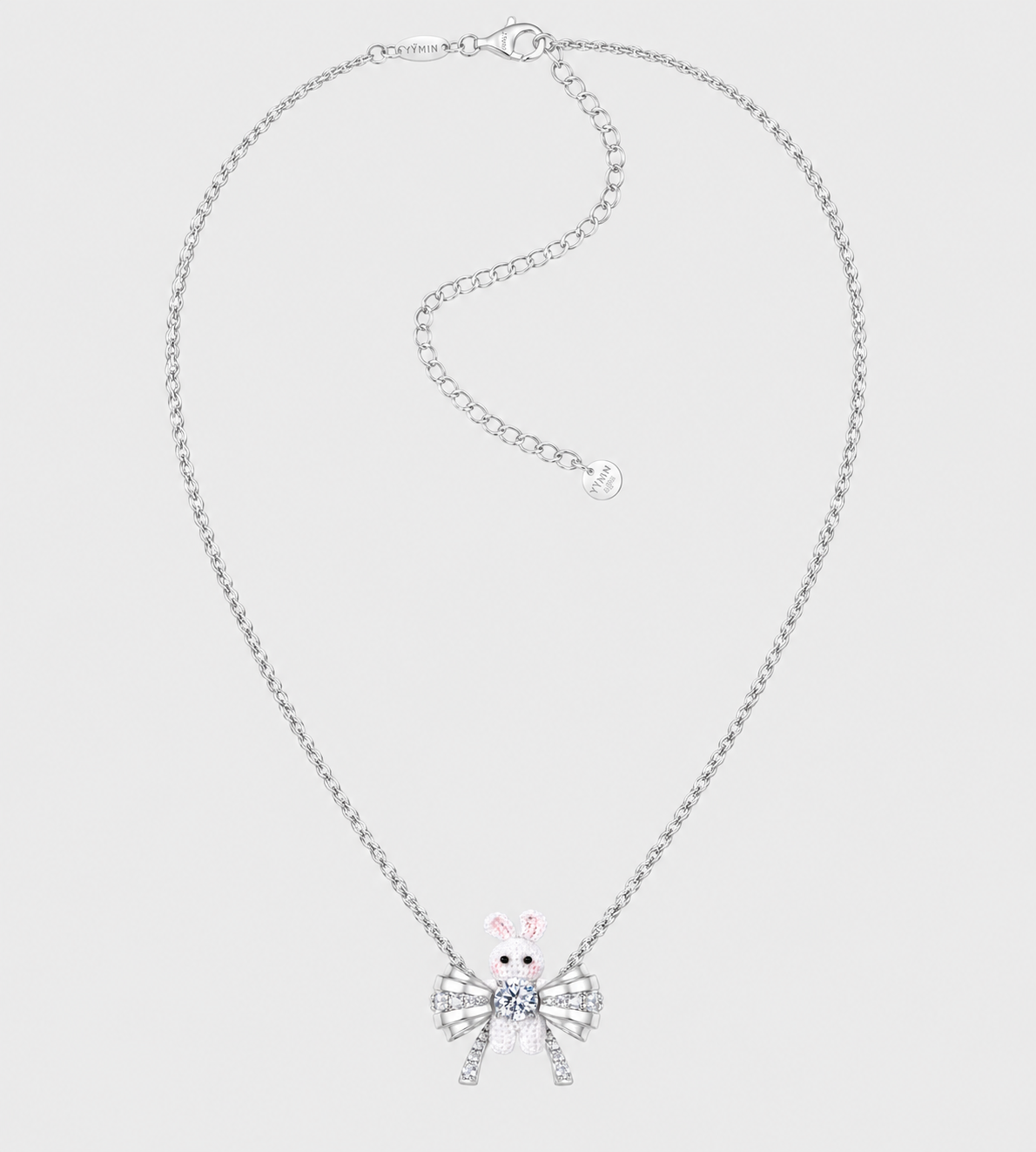 YVMIN - Woven Mini Rabbit Bowknot Necklace Silver