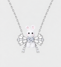 YVMIN - Woven Mini Rabbit Bowknot Necklace Silver