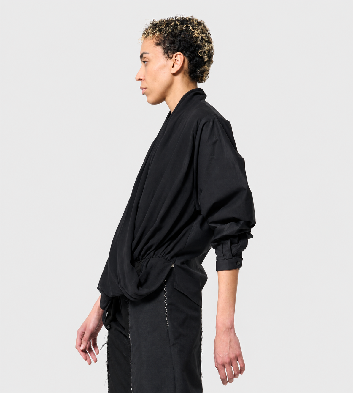 Giovanni Cavagna - Deconstructive Silk Shirt Black