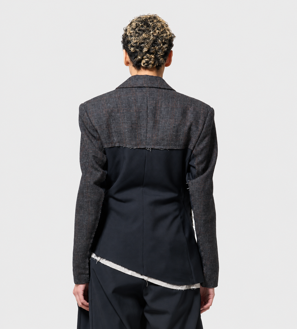 Patchwork Cropped Blazer Black