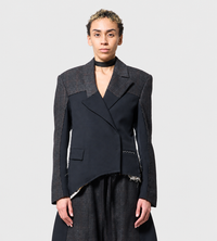 Giovanni Cavagna - Patchwork Cropped Blazer Black