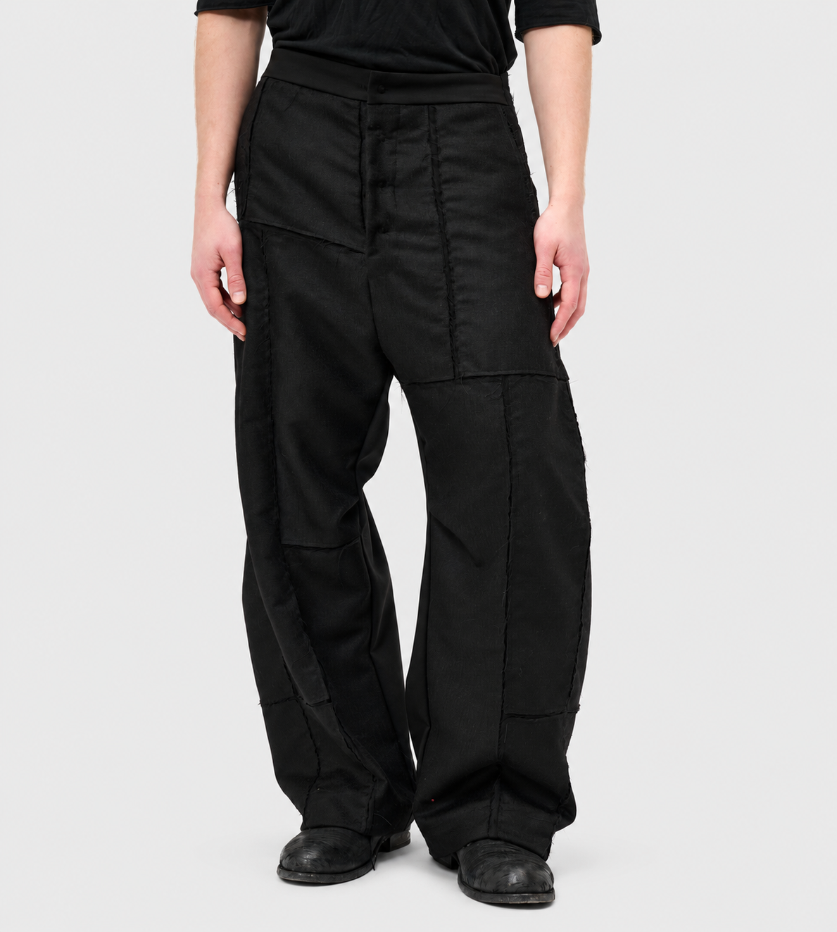 Giovanni Cavagna - Cross-Stitch Back Pocket Trousers Black