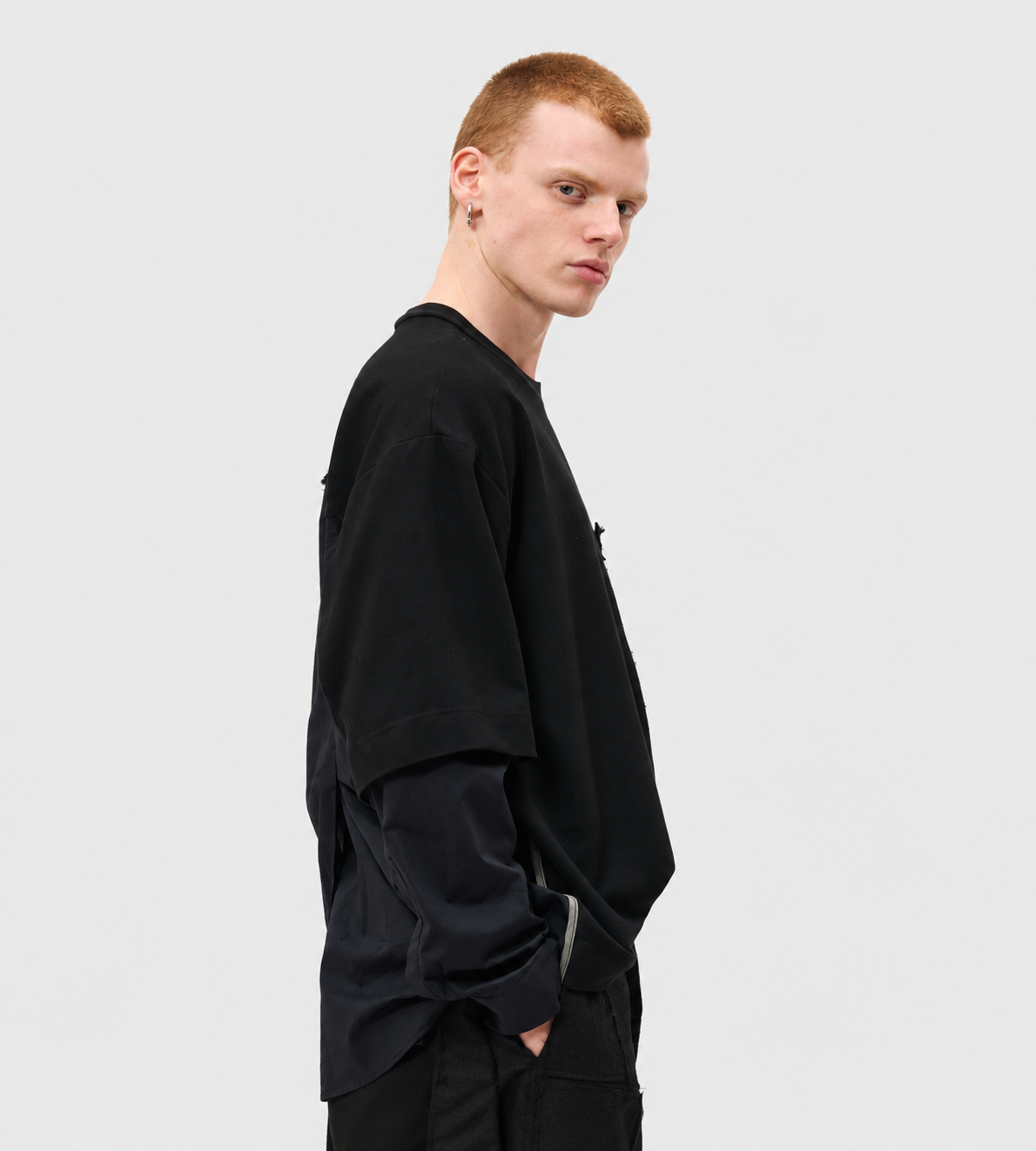 Giovanni Cavagna - Layered Long Sleeve T-Shirt Black