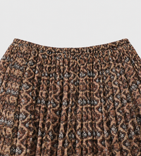 INTO THE EAST - Diamond Lattice Pleated Skirt Rusty Brown