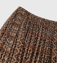 INTO THE EAST - Diamond Lattice Pleated Skirt Rusty Brown