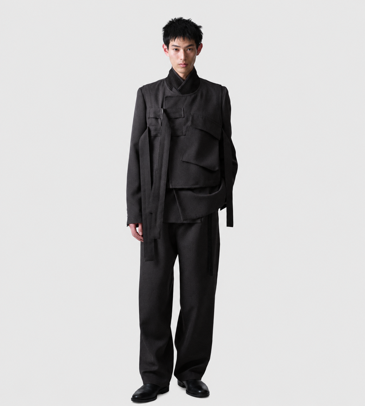 Big Pocket W Belted Vest Black