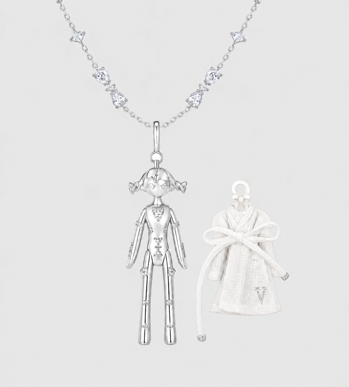 YVMIN - Small Girl Necklace Silver/White
