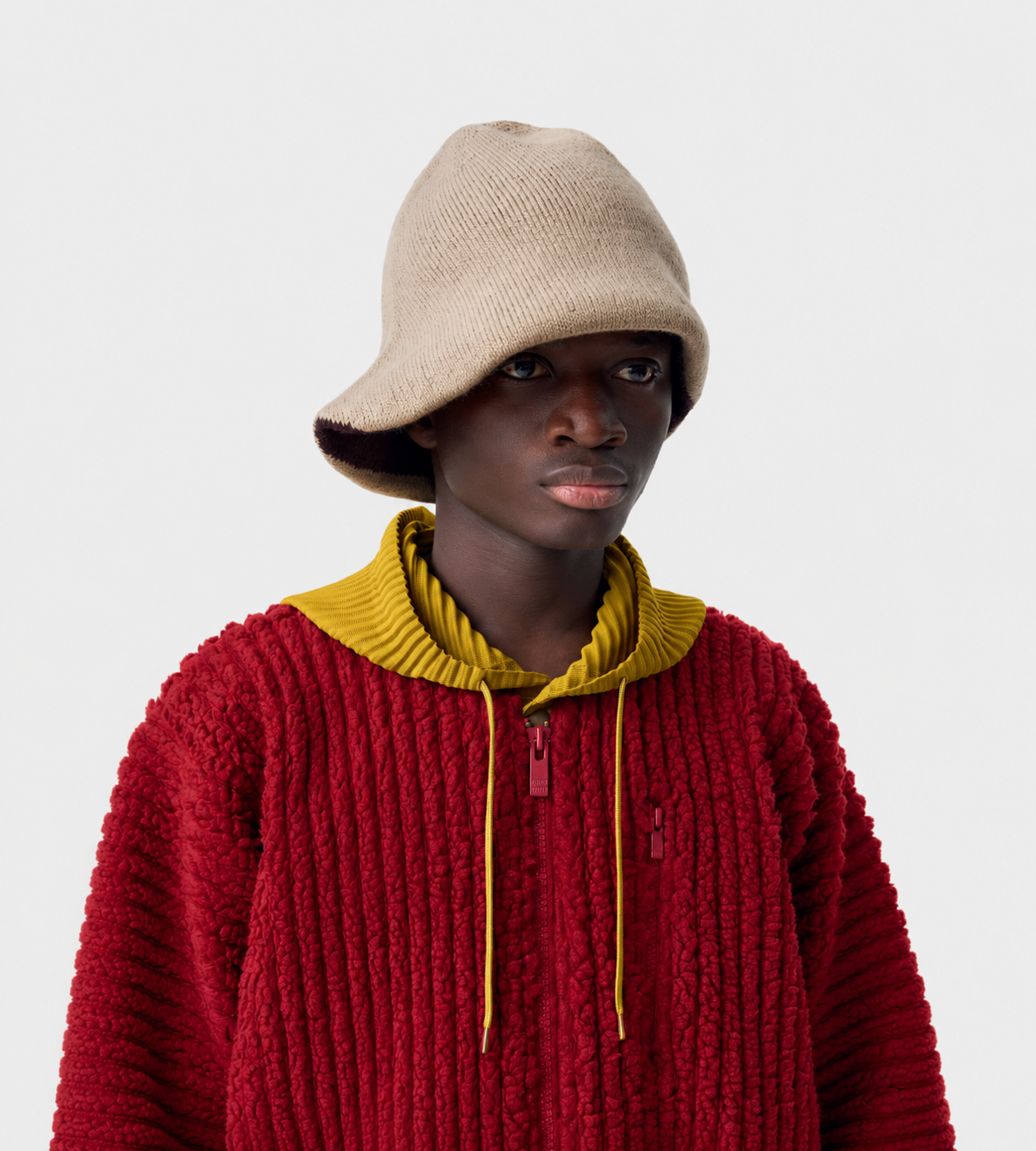 HOMME PLISSE ISSEY MIYAKE - Winter Gear Color Block Beanie Beige