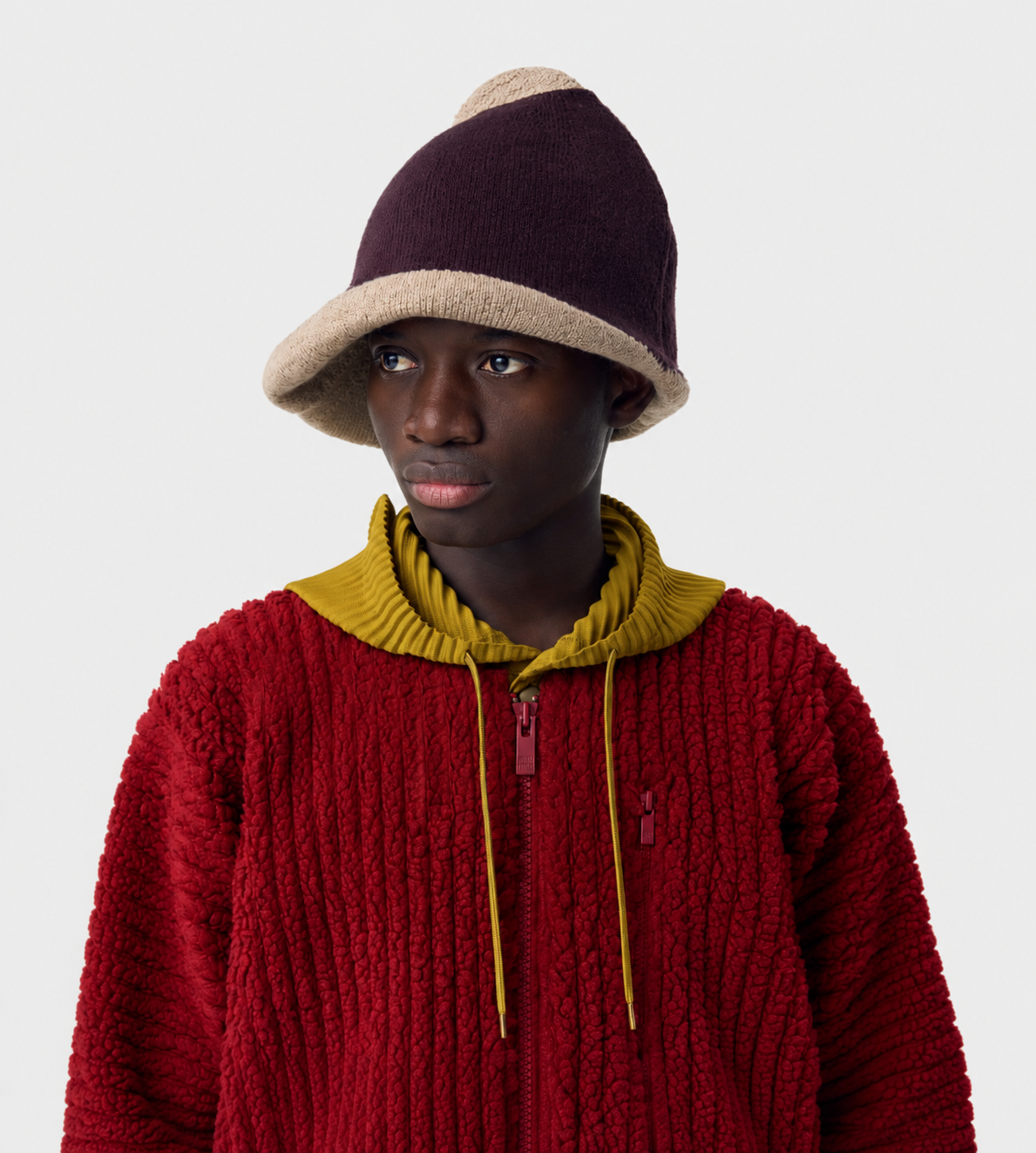 HOMME PLISSE ISSEY MIYAKE - Winter Gear Color Block Beanie Beige