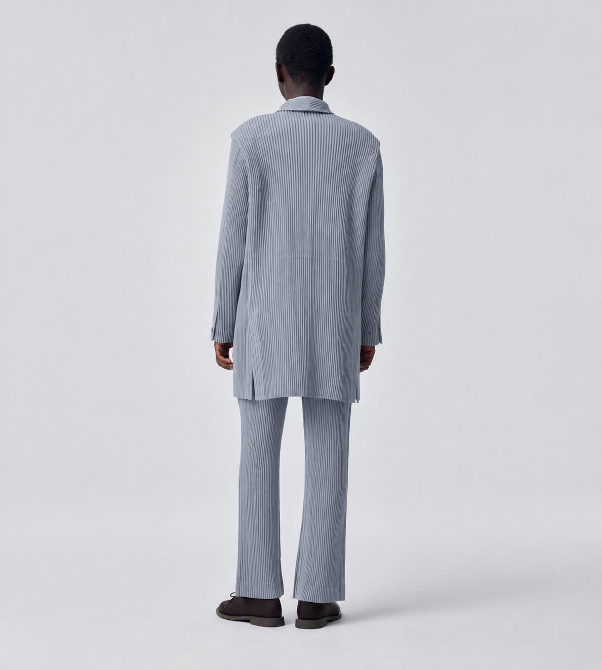 Kersey Pleats Straight-Leg Trousers Blue Grey