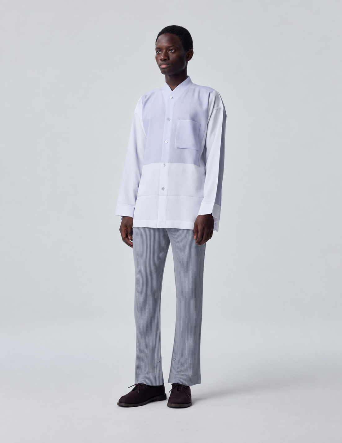 HOMME PLISSE ISSEY MIYAKE - Kersey Pleats Straight-Leg Trousers Blue Grey