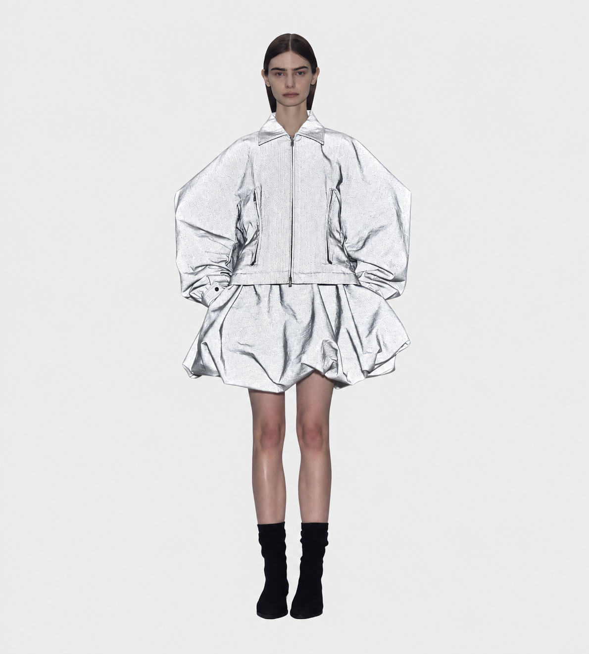 REFLECTION Sculptural Zip Jacket Gray